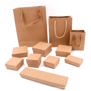 Kraft Paper Square Jewelry Earring Bracelet Ring Necklace Packaging Box Gift Boxes With Sponge